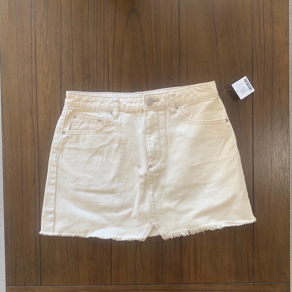 Cream colored jean mini skirt